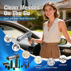 4-in-1 Handheld Vacuum Cordless&Air Duster, 28000pa Suction Power Car Vacuum Portable Cordless, Mini Vacuum with Digital Display and One-Click Dust Emptying for Car Home Office Kitchen Pet Hair(Gray)