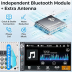 SJoyBring Double Din Car Stereo with Dash Cam, Wireless Apple CarPlay & Android Auto, 240W 4.2CHN, 7" Touchscreen, SWC, Bluetooth, FM/AM Car Radio, 2 Subwoofers Outputs, Backup Camera