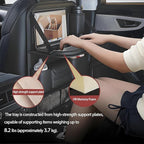 Universal Foldable Car Backseat Organizer with Table Tray, Car Seat Back Protector with Touch Screen Phone Holder, Premium Leather Kick Mats with Storage Pockets Tissue Holder (Brown)