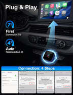 2026 Upgraded Mini Wireless CarPlay Adapter for Apple CarPlay & Android Auto, Plug & Play, Fast and Auto Connect, No Latency 2 in 1 Car Play Wireless Adapter for iPhone iOS 10+ & Android 11+