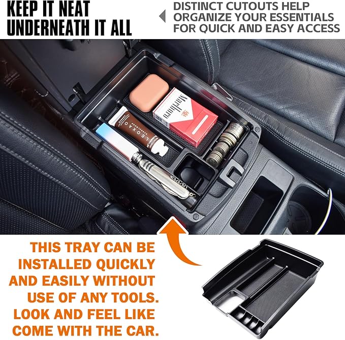 TACORBO Center Console Tray Compatible with Nissan Rogue 2014-2020 and Rogue Sport 2017-2022 Accessories, Armrest Secondary Storage Box, Interior ABS Insert Tray, Black