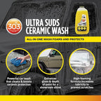 303 Products Ultra Suds Ceramic Car Wash Soap – Ceramic Coating for Cars with Foaming Formula, Enhanced Gloss & Shine Protectant, 48 fl. oz. (30277)