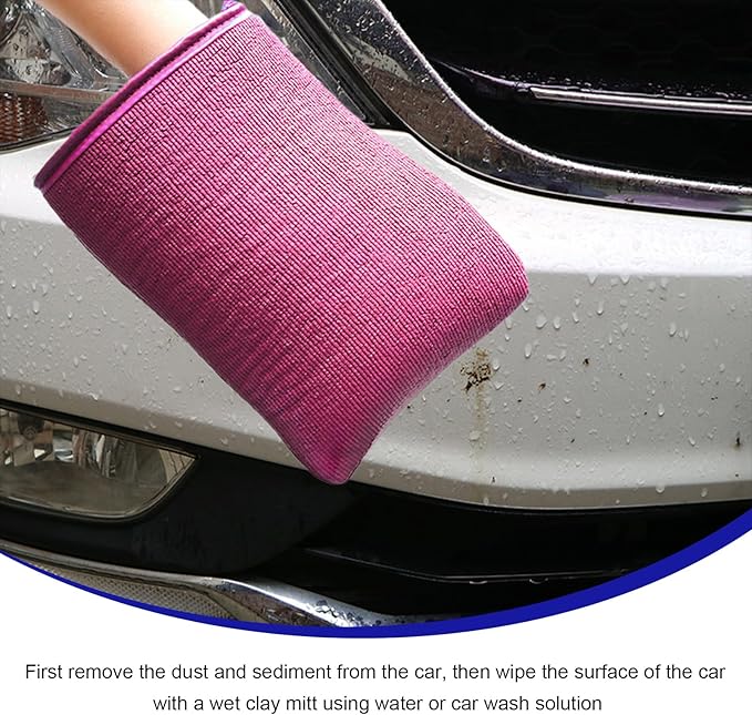 2 PCS Clay Mitt, Scratch-Free Microfiber Clay Bar Alternative Mitt Car Detailing Glove, Car Cleaning & Polishing Tool Clay Eraser Mitt for Paint Glass Wheels, Car Accessories (Purple)
