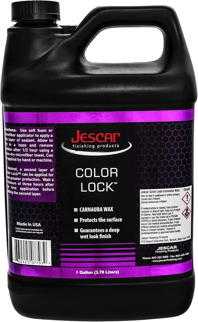 Jescar Color Lock Carnauba Wax -128oz, High Gloss Finish, Long lasting, UV protection, Easy application on Cars, RVs, Boats, Motorcycles, Premium Carnauba Wax, Use by hand or machine