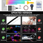 Dreamcolor Acrylic Interior Car LED Strip Light with USB/Type C/4-Port Cigarette Lighter,RGB 6 in 1 with 187 inches 650 LEDs Ambient Lighting Kits, Sound Active Function Neon Led Strips for Car