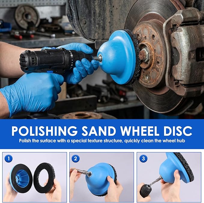 6" Wheel Hub Resurfacing Kit with Drill Adapter, Tire Change, Quick Rust Removal for Lug Studs and Rotors, Automotive Maintenance Tool(2set)