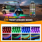 6pcs Golf Cart Underglow LED Strip Lights,Dream Color Golf Cart Lights W/Remote&APP Control Sound Active Music Sync 12V - 80V Input Neon Accent Light Kit Compatible with EZGO Yamaha Club Car