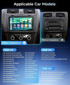Rimoody 9‘’ Android Car Stereo for VW Passat Jetta Tiguan Golf MK5 MK6 T5 EOS Polo Touran Seat Sharan, 4G+64G Touchscreen Radio Wireless CarPlay Android Auto, GPS BT-5.0 FM 5G-WiFi 32EQ Backup Camera