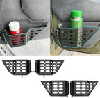 Front & Rear Door Pocket Cup Holder Organizer Compatible with 2007-2018 Jeep Wangler JK JKU Rubicon Sahara Accessories, Metal Door Side Insert Storage Box Expansion Accessories