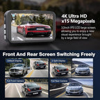 Miden 4K+4K Dash Cam Front and Rear,Free 64G SD Card,2160P+2160P UHD Dual Dash Camera for Cars,176°+160°Wide Angle,3.5'' IPS Screen Dashcam,Loop Recording,G-Sensor,WDR,Night Vision,24H Parking Monitor