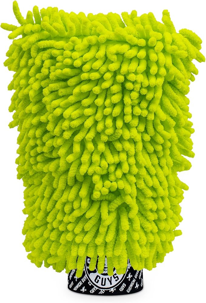 Chemical Guys TVD_107_1603 V.R.P. Vinyl, Rubber and Plastic Non-Greasy Dry-to-The-Touch Long Lasting Super Shine Dressing for Tires, Trim and More, 16 fl oz (3 Pack) and Chemical Guys MIC493 Chenille Premium Scratch-Free Microfiber Wash Mitt, Lime Gree...