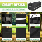 K KNODEL Car Trunk Organizer with Lid, 3 Compartments Collapsible Car Trunk Storage Organizer, Large Car Organizer and Storage for SUV, Truck, Sedan (Large, Black)