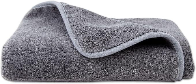 Amazon Basics Super Absorbent Microfiber Car Drying Towel, Streak-Free, Non-Abrasive, 36"L x 25"W, Gray