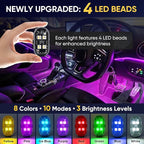 Upgraded 4LEDs 6PCS Wireless LED Strobe Lights with Remote Control, 8 Colors Type-C Rechargeable Led Lights Anti Collision Warning Light for Car Motorcycle Bike Drone Aircraft