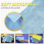 Car Wash Drying Towels, 450gsm Ultra-Thick Absorbent Lint-Free Extra Soft Microfiber Rags for Car Detailing, Interior & Exterior Cleaning Cloths, 16in x 16in - Microfiber, Grey+Blue+Yellow, 12 Packs