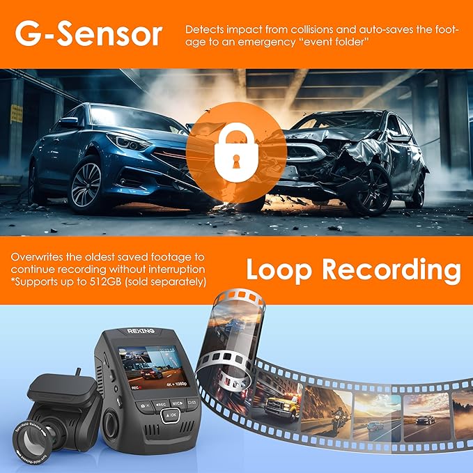 RexingUSA V1P SE 4K Dual Dash Cam w/GPS, Wi-Fi & 2pcs-CPL Filter | 512GB Support | Front 2160p, Rear 1080p | 170° Angle | G-Sensor | WDR | Loop Record | Parking Monitor | 64GB Memory Card Included