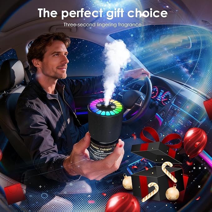 Car Air Freshener, Smart Car Air Freshener, Music-Synced RGB Ambient Lights with Auto On/Off, 150ml, Suitable for Cars, Homes, Offices, Bedrooms (Oceans)