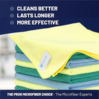 MW Pro Microfiber Cleaning Cloth | Blue, Green, Yellow (12 Pack) | Size 16" x 16" | All Purpose Microfiber Towels - Clean, Dust, Polish, Scrub, Absorbent
