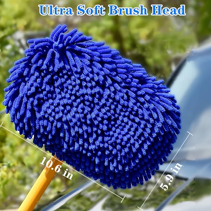 MVEQRRN Upgrade Car Wash Brush Mop with Long Handle, Car Washing Brush Kit with Scratch-Free Replacement Head