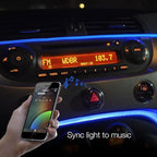 3pc LED Head 6ft Fiber Optic Roll Light Kit XKchrome App Controlled Bluetooth Enabled Automotive Car Truck Dash Door Interior Architectural Home Indoor Accent Flexible w/Mounting Tab 5V Standard