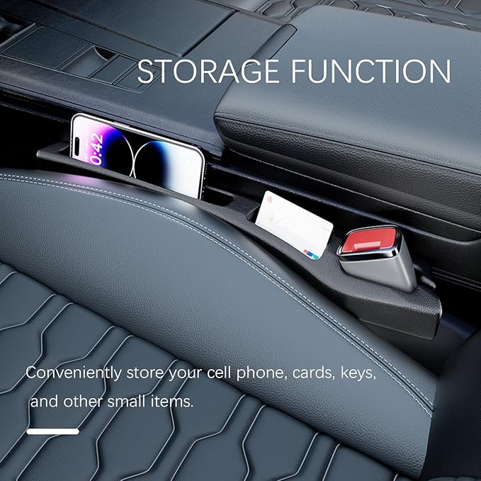 2PCS Car Seat Gap Filler Organizer,2 in 1 Car Gap Filler with Fill and Storage Function for Storing Phones Keys Cards,Universal Multifunctional No Drop Seat Guard for Cars (Red)