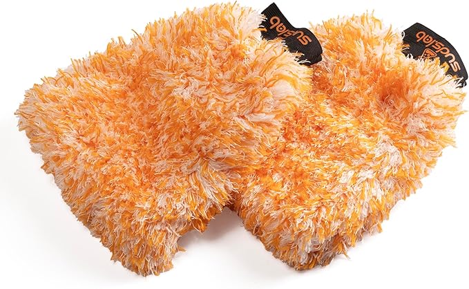 Suds Lab Microfiber Car Wash Mitts (2 Pack) Scratch Free Detailing, Cleaning, Washing Mitt 8"x10" Double-Sided