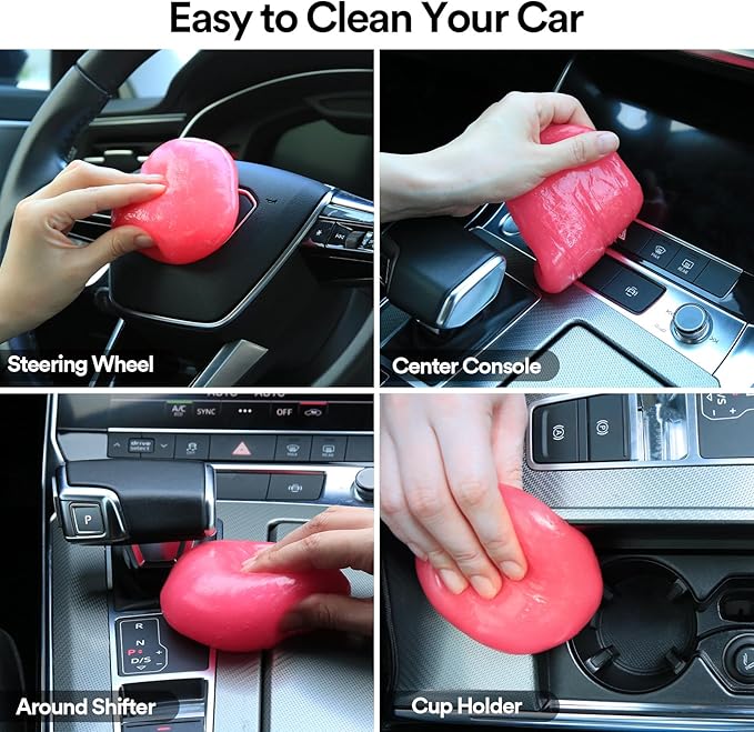PULIDIKI Car Cleaning Gel Car Cleaning Putty Car Putty Auto Detailing Tools Car Slime Cleaner Dust Cleaning Gel for Car Interior Cleaner Car Cleaning Supplies Car Accessories Pink (2Pack)