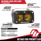 Baja Designs S2 LED SAE Fog Pocket Light Kit for Dodge Ram 2500/3500 2019+ Truck - Amber Lens