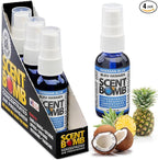 Scent Bomb Air Freshener Spray, Long-Lasting Odor Eliminator - Effective Deodorizer for Home & Car, Fresh Room Spray for Kitchen, Bathroom & Smell Neutralizer - 1 oz Pack of 4, Hawaiian Blue Scent