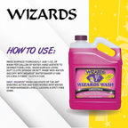 Wizards Car Wash - Super Concentrated Car Wash Soap - No Salt Biodegradable Car Wash Soap With Thick Foam - Exterior Care Products For Marine Use - Foam Cannon Soap For Car Washing Supplies - 1 Gallon