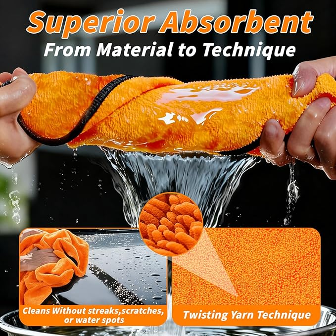 20 Pack Microfiber Car Drying Towel, 15.7 x 23.6 Inch Car Microfiber Cleaning Towels Bulk, Lint-Free, Quick Drying, Dual-Sided Detailing Buffing Polishing Waxing Soft Towels for SUV, Truck and Boats