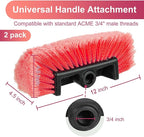 Tanlade 2 Pcs Car Wash Brush Head with Soft Detailing Bristle Flow Through Car Cleaning Brush Exterior Wash Equipment for Auto Truck RV Boat Camper (12 Inch,Red)