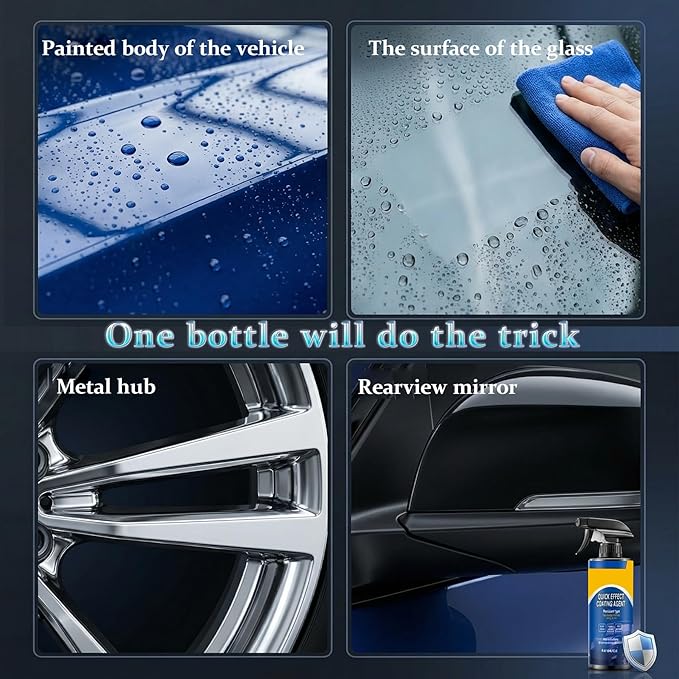 Quick Effect Coating Agent for Car, Nano Car Coating Spray, Quick Effect Coating Agent,Quickly Coat Car Wax,Car Scratch Wax Polish Spray Waterless Wash,Helps Refresh Exterior Gloss & and Glass Cleaner