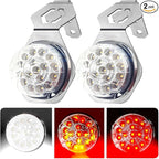 2PCS Dual Revolution Turn Signal with Stainless Steel Bracket, Red Turn Signal & White Marker, 17 LED Turn Signals Bracket Watermelon Light for Freightliner Kenworth Heavy Trucks