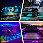 Battery Powered Golf Cart Canopy Lights, 2 Pack 6FT IP68 Fully Waterproof Golf Cart Roof Light Strip with Remote, Golf Carts Underglow RGB Led Strip Lights for EZGO Yamaha Marine Boat Kayak SUP UTV