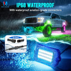 MICTUNING Q1+ MAX 16 Pods Ultra-Bright RGB Rock Lights, Multi-Color Chasing Underglow Lighting, Extensible to 24 Pods, APP Music Sync & DIY Effects, IP68 Waterproof