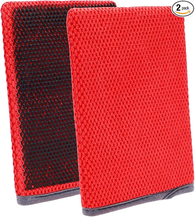2-Pack Fine Grade Clay Mitt, Premium Clay Infused Auto Detailing Glove Designed to Remove Dirt, Grime, Iron and Surface Contaminants From Paint, Glass, Car Clay Bar Mitt for a flawless finish