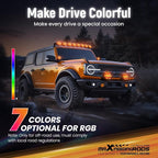 maXpeedingrods 3.5" Off Road Lights 160W 19200LM, Spot Light with 7 RGB Colors for Ambient, LED Lights Bar Fog Light, Side Shooter 270°Wide Range, for Jeep UTV Pickup ATV with Black Covers