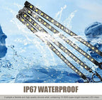4 PCS Car LED Strip Lights, 5050-15SMD High Brightness Flexible Lamp Strips, IP67 Waterproof 12V DC Bulb with Back-Adhesive, Universal Ambient Lighting for Cars Motorcycles Boats (White)