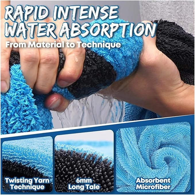 1000GSM Ultra-Thick Microfiber Car Drying Towel - Oversized 60x90cm, Soft & Absorbent Cleaning Cloth for Car & Motorcycle Detailing(40x60cm)