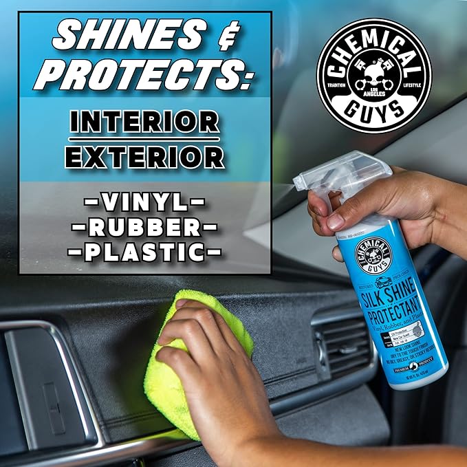Chemical Guys Silk Shine Tire and Trim Dressing and Protectant – Non-Greasy Vinyl, Plastic & Rubber Spray, Plastic Restorer for Cars – Restores Shine for Cars, Trucks, Motorcycles, RVs, 128 oz