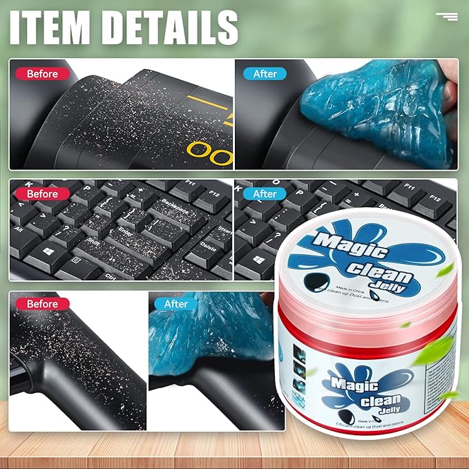 Auto Dynasty 2024 Universal Home/Office Keyboard/Interior Car Air Vent Auto Detailing Car Slime Cleaner Dust Cleaning Removal Gel Putty Jelly, Pack of 3, Red, Blue, Green