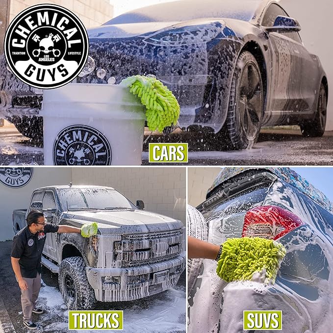 Chemical Guys CWS208M Car Wash Starter Bundle - Watermelon Snow Foam Car Wash Soap, 128 oz (1 Gallon), Watermelon Scent + Green Chenille Wash Mitt (2 Items) Works on Cars, Trucks, SUVs, RVs & More