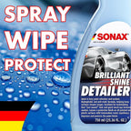 SONAX Brilliant Shine Detailer 287400 | High-Gloss Quick Detailer | Enhances Paint Shine, Luster & Slickness | Water-Repellent Protection | Waterless Wash | Removes Dust & Light Contaminants | 750ml