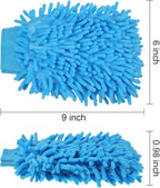 BBTO 5 Pack Car Wash Mitts Scratch Free Premium Chenille Microfiber Mitts 6" x 9" Double Sided Lint-Free Car Wash Gloves for Trucks, SUVs, Motorcycles, and More