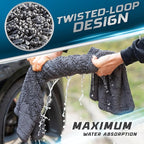 Car Drying Towel 24"x36" 1400GSM Edgeless Microfiber Towel, Ultra-Absorbent Auto Detailing Towel with Twisted-Loop Fiber Design, Streak Free, Lint Free Drying for Cars, SUVs, & Trucks