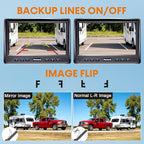 Dual RV Backup Camera System: 7" Monitor with Split Screen No Lag Easy Installation Plug and Play HD 1080P Rear View Camera Wired Kit IP69 Waterproof IR Crystal Night Vision for Truck Tractor R4
