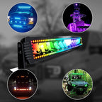 32" Curved RGB LED Light Bar 2X 4 Flood LED Pods with Chasing RGB Halo 16 Solid Colors Offroad Driving Fog Lights with Switch Wiring Harness