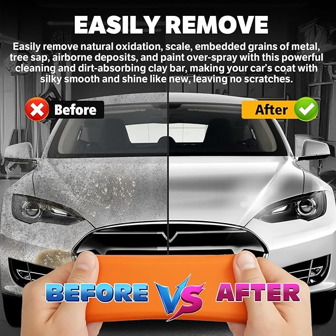 XPERTCHEMY Car Clay Bar 4 Pack 400g(4x100g), Auto Detailing Premium Grade No Scratch Magic Clay Bars Cleaner Kit with Washing and Adsorption Capacity for Car Auto SUV, RV, Truck, Orange