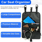 Black Car Seat Organizer, Multi-Pocket Storage, Headrest Hooks Mount, Vehicle Backseat Organizer,with a detachable small storage bag.